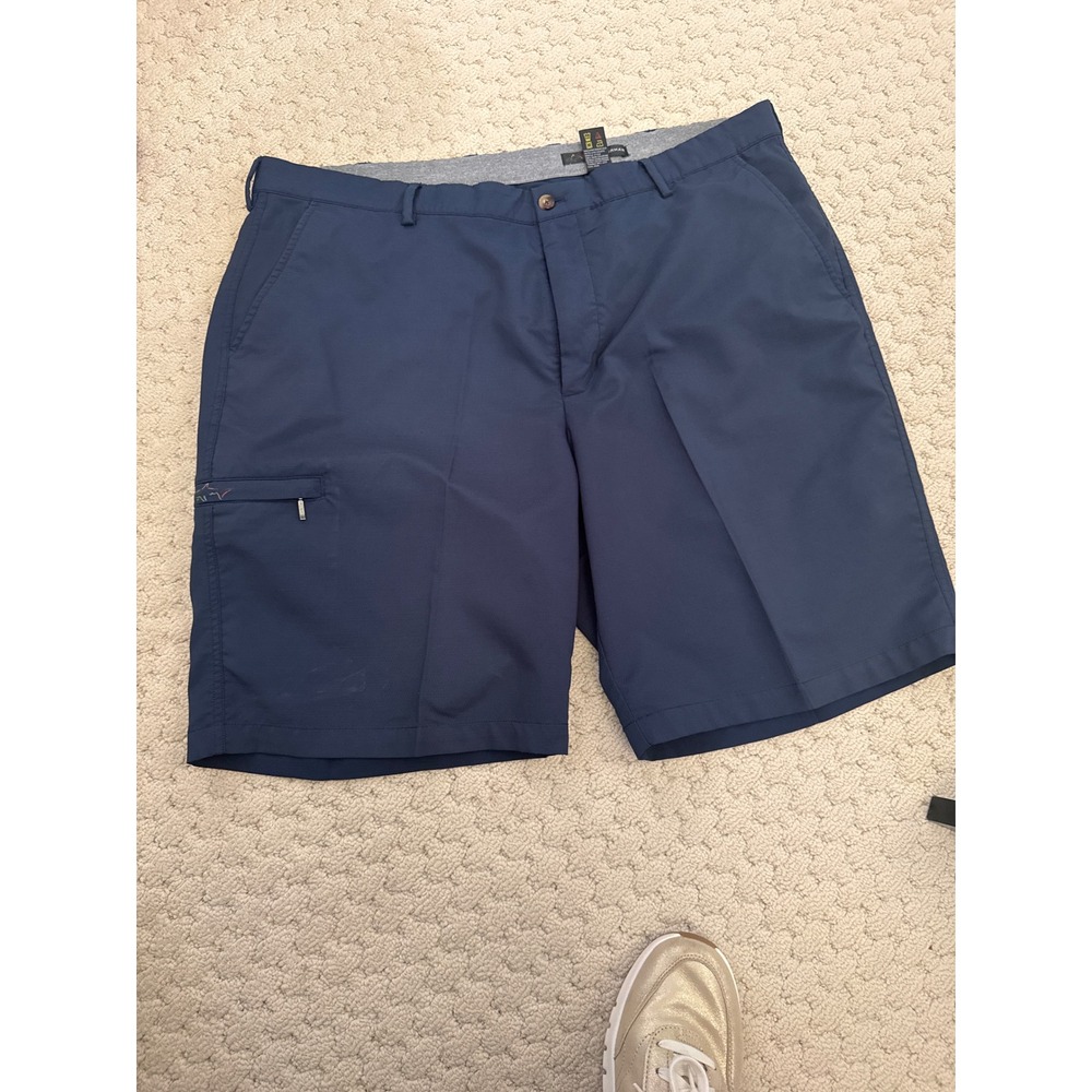 Greg Norman Mens Navy Blue Protek Golf Shorts Size 40 Stretch Performance Shark